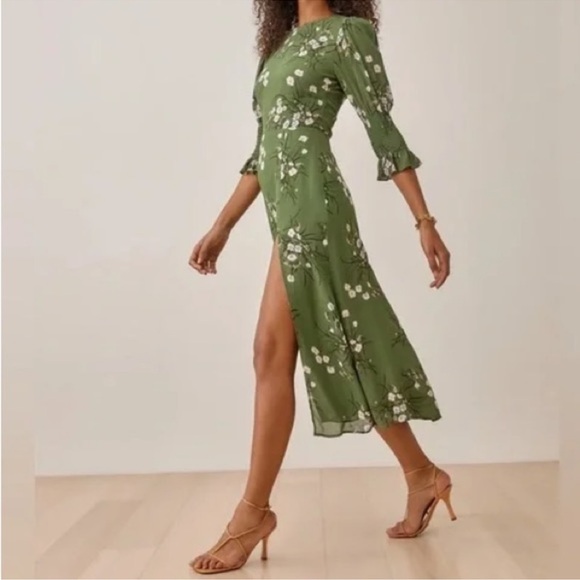 Reformation Carolina Floral Green Midi Dress - Picture 3 of 5